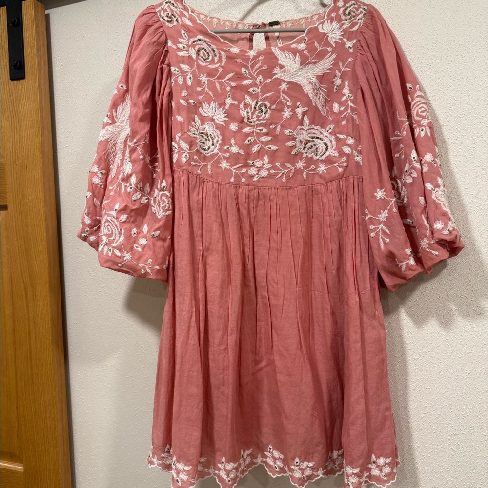 Free people Embroidered Pink Women's Top